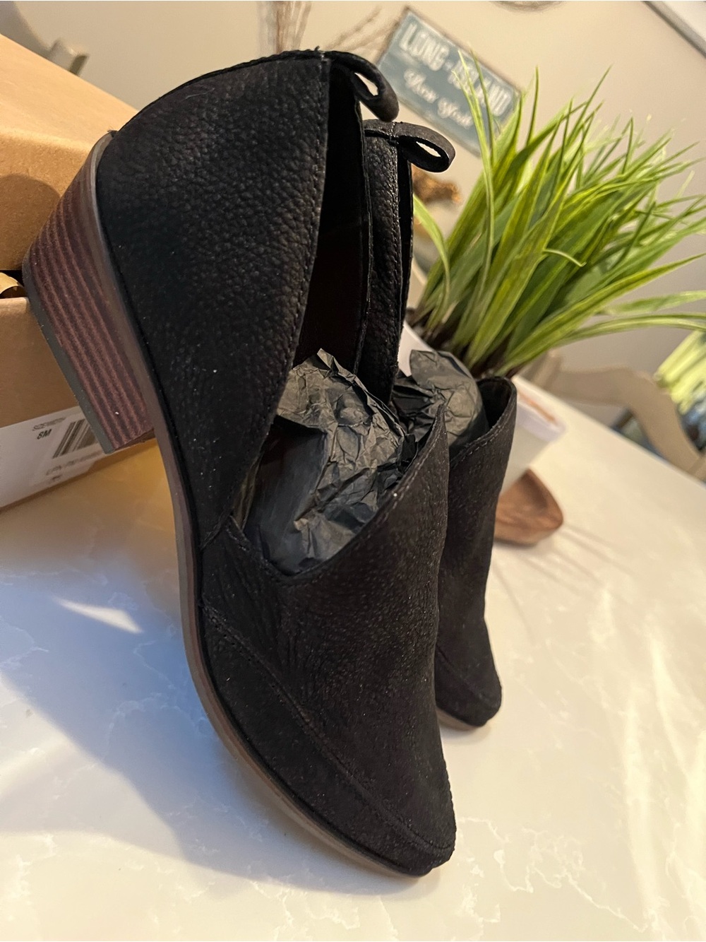 Lucky Brand Black Cutout Slip-On Loafers with Low Wood Heel - Picture 4 of 6